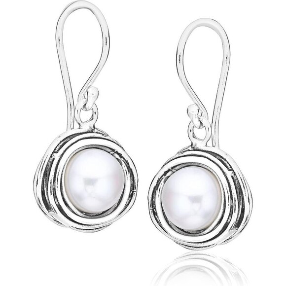 Women's 925 Sterling Silver Dangle Drop Earrings With A Fresh Water White Pearl - Picture 8 of 12
